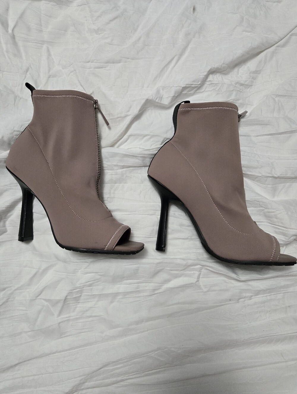 ALDO Millania Women's Taupe Peep-Toe Stretch Ankle Boots